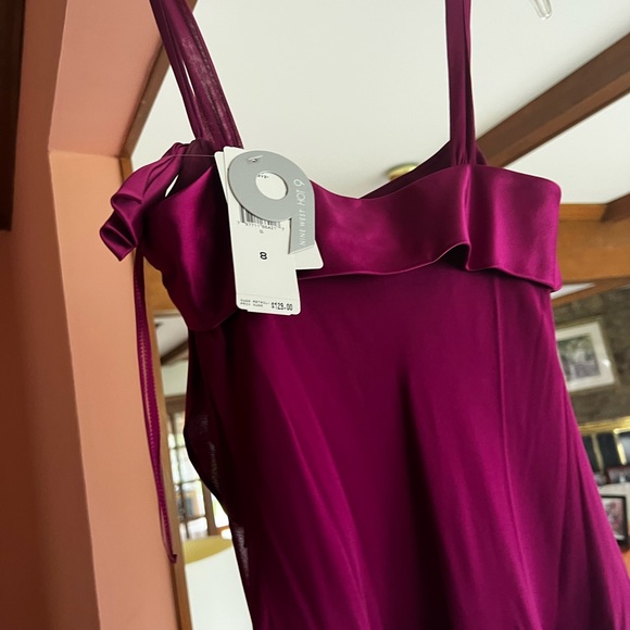 Nine West 100% silk fuschia cocktail dress size 8 - Picture 2 of 4